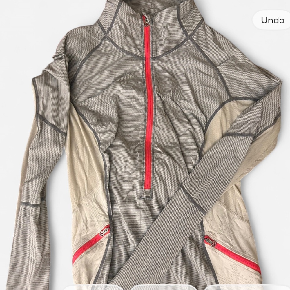 Lululemon Athletica Gray and Pink Striped Pullover